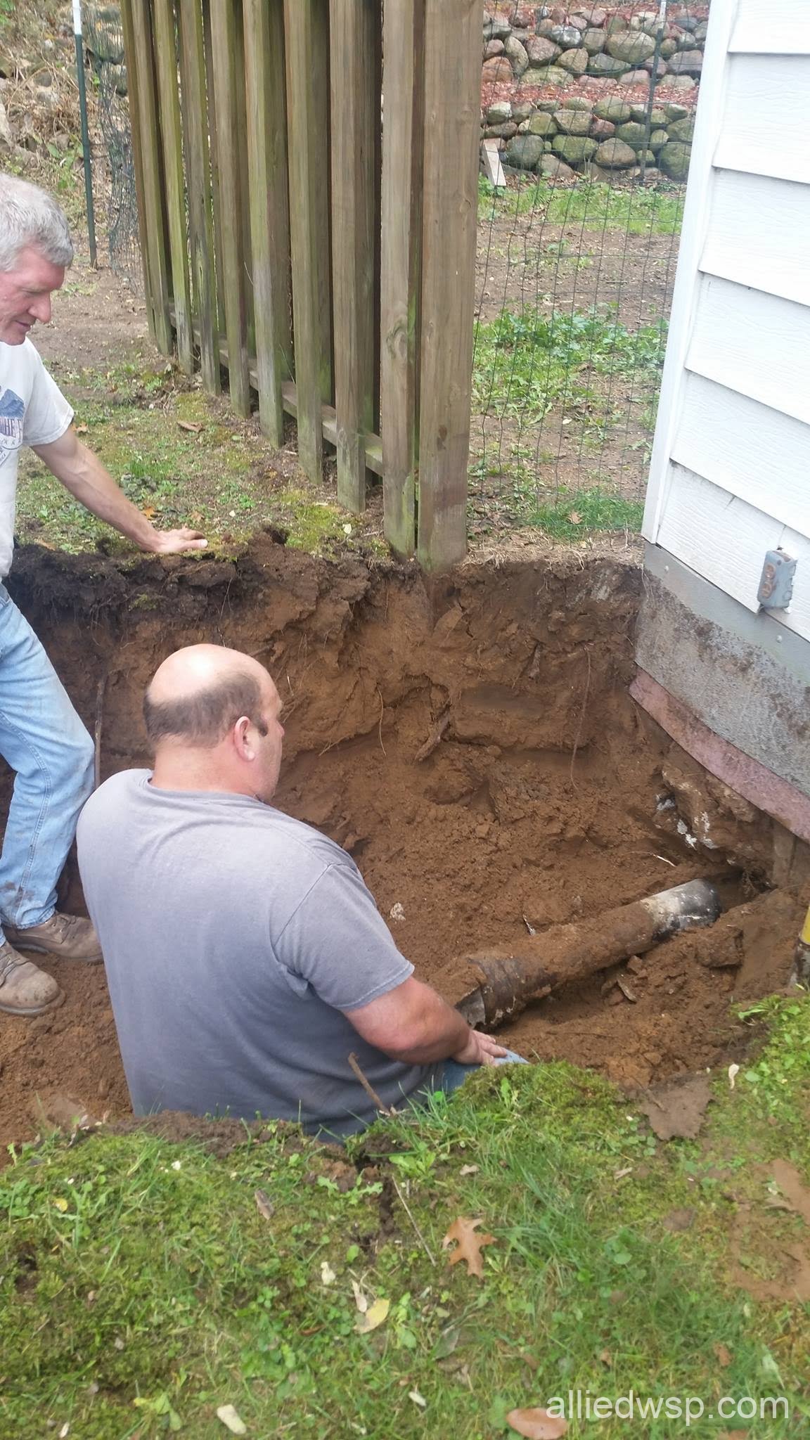 removing old drain line for new septic system
