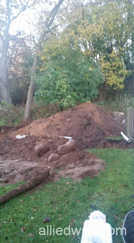 septic system house to tank dug in