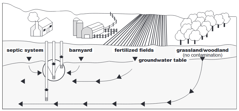 Direction of groundwater movement.